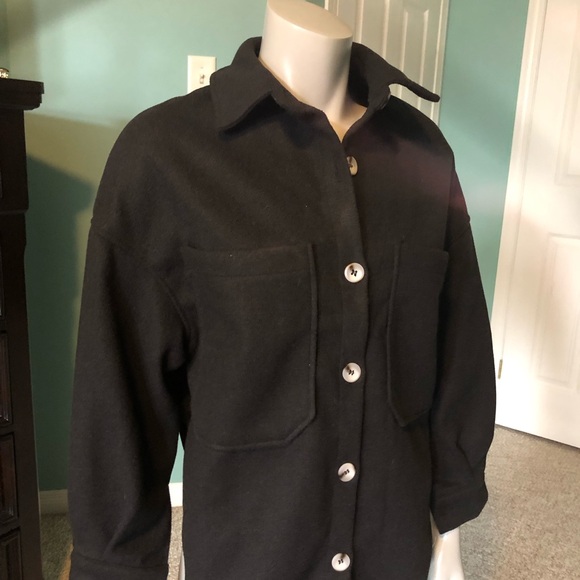 No Tags - black Cardigan or top with cream buttons and pockets - Picture 3 of 7